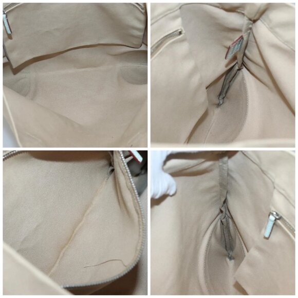 PRADA Tote Bag Canvas Beige Silver Auth - Picture 14 of 15